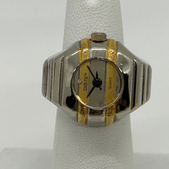 Digits Quartz Two-Tone Adjustable Watch Ring Japan Movement  READ Works - Picture 12 of 12
